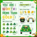 128Pcs St. Patrick's Day Bulletin Board Classroom Decoration You Are Worth More Than Gold Cutouts Shamrock Clover Truck Name Tags School Home Party Supplies Classroom Chalkboard Wall Door Decor