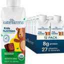 KATE FARMS Organic Kids Nutrition Chocolate Shake, 8g Protein, 27 Vitamins and Minerals, Meal Replacement, Gluten Free, Non-GMO, 8.45 oz (12 Pack) (EXP 02/23/27)