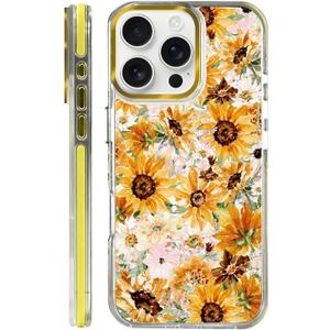 VisEnt Clear Case for iPhone 16 Pro, Magnetic Phone Case, Transparent Slim Cover, Military Grade Protection, Shockproof, Anti-Yellowing, Scratch Resistant, Vintage Sunflower Floral