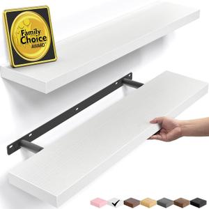 BAYKA White Floating Shelves 22.5in, Set of 2, Wall Mounted for Wall Decor
Easy Install, 22lbs Max Load, Hidden Bracket, Shelving for Bathroom Bedroom Kitchen Office Storage, Multi-Wall Compatible