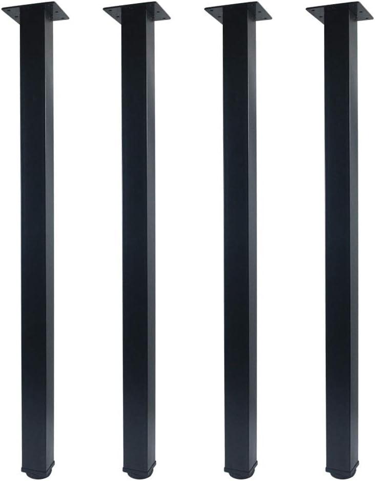 QLLY 30 inch Adjustable Metal Furniture Legs, Square Office Table Desk Leg, Set of 4 (Black)