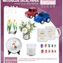 20 Sheets Waterslide Decal Paper INKJET CLEAR,8.5X11 Inch Water Slide Transfer Paper Transparent Printable for Tumblers,Ceramics,Plastics,Glasses,DIY