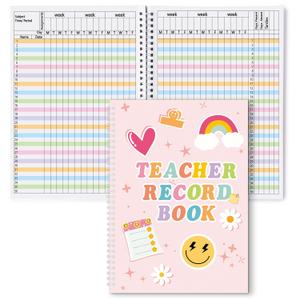 Yopyame Teacher Record Book for Grading - Teacher Grade Book Spiral Bound Record Book for Teachers Assignments Attendance Tests Class Gradebook for Teachers School Classroom Attendance Supplies
