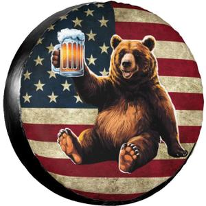 Camper Bear Spare Tire Cover Wheel Protectors Waterproof Wheel Covers Universal Fit for RV SUV Truck Camper Travel Trailer Accessories 16 inch