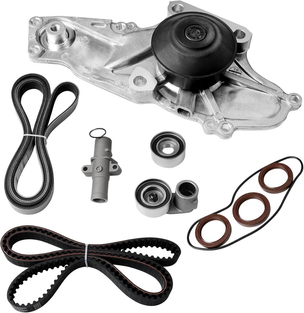 Timing Belt Kit with Water Pump | Compatible with 2003-2018 Honda Accord Odyssey Pilot, Acura MDX RDX RL TL TSX & Saturn Vue 3.0L 3.5L 3.7L Vehicles | Replaces# 19200-RDV-J01, TKH002, TCKWP329