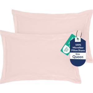 Royale Linens Pillow Shams 2 Pack Queen Size 20x30 Inch - Brushed 1800 Microfiber - Bed Pillow Shams, Wrinkle Resistant Super Soft and Cozy - Back Overlap Closure - Oxford Pillowcase (Queen, Pink)