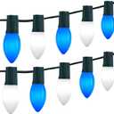 Vintage C9 LED Christmas Lights Outdoor, 150 Feet C9 String Light with 75 Shatterproof C9 Bulbs, Waterproof Connectable Christmas Tree Lights for Outside Roofline Patio Xmas Decor, Blue & Pure White