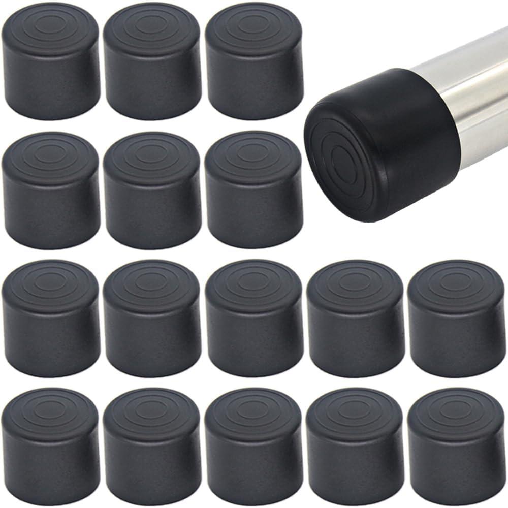 16Pcs Black Rubber Round Chair Leg Tips Caps, 1-1/2" (38mm) Inner Diameter, 1-2/5" (36mm) Height, 0.1" (2.4mm) Thickness, Anti-Slip, Noise Reduction, Floor Protection
