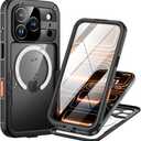 Lanhiem Magnetic for iPhone 17 Pro Max Case, IP68 Waterproof Dustproof Case, [Compatible with Magsafe] [Built-in Screen Protector] Full Body Heavy Duty Rugged Phone Cover 6.9 inch, Black/Clear
