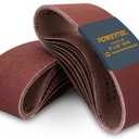 POWERTEC 3 x 18 Inch Sanding Belts, 5 Each of 40/60/80/120 Grits, 20PK, Aluminum Oxide Belt Sander Sanding Belt Assortment for Portable Belt Sander, Wood & Paint Sanding, Metal Polishing (110802)