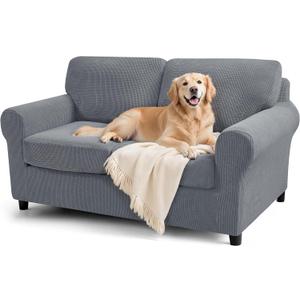 SUBRTEX 5 Pieces Stretch Sofa Slipcover Sets Couch Cover Sets Backrest Cushion Covers Furniture Protector Collection Set for Oversize Sofa Loveseat Chair Slip Covers(Medium, Light Gray)