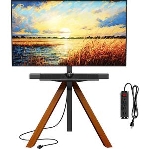 Design Corner TV Stand with Power Outlet for Most 32-75 Inch