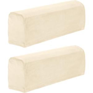 uxcell Fundas elsticas para reposabrazos de sof, 2 piezas, para sillas, sofs, brazos, resistentes a los araazos, color beige