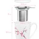 Tea Cup with Infuser and Lid for Steeping Loose Leaf Tea Bag Coffee Milk Women Office Home Gift 16oz Peach Blossoms