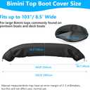 Oversize Bimini Top Storage Boot Cover, Waterproof Top Cover Boot, Suitable for Large or Oversized Frame Bimini Tops, Weatherproof Outdoor Cover, Fits up to 103" / 8.5' Wide, Black