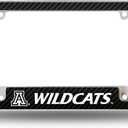 Rico Industries NCAA Carbon Fiber 12" x 6" Chrome All Over Automotive License Plate Frame for Car/Truck/SUV