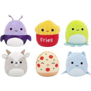 Squishmallows Original Micromallows 6-Pack  Axel Beetle, Lune Loch Ness Monster, Floyd French Fries, Orphie Octopus, Pep Pizza, Walker Goat (Squad 4)