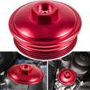 Fuel Filter Cap For Ford 6.0L Powerstroke Diesel 2003-2007 F250 F350 F450 F550 F650 F750 Excursion E150 E250 E350 E450 Billet Aluminum (Red)