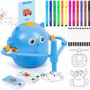 Drawing Robot for Kids, Interactive Educational Drawing Robot, Magic Painting Robot Toy with 100 Word Cards & 16 Color Pens for Girls and Boys Age 3+ (Blue)