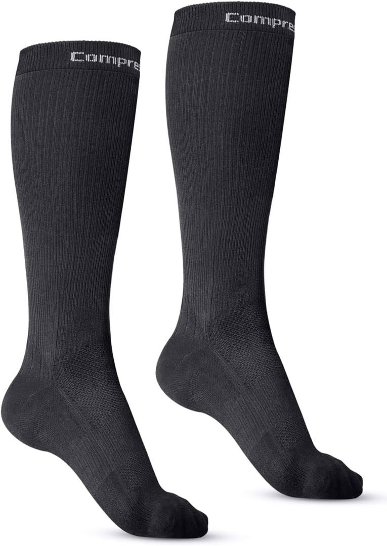 CompressionZ 30-40 mmHg Knee High Compression Socks Men & Women | Support Stockings for Travel, Nurses and Athletes (Medium, Black)