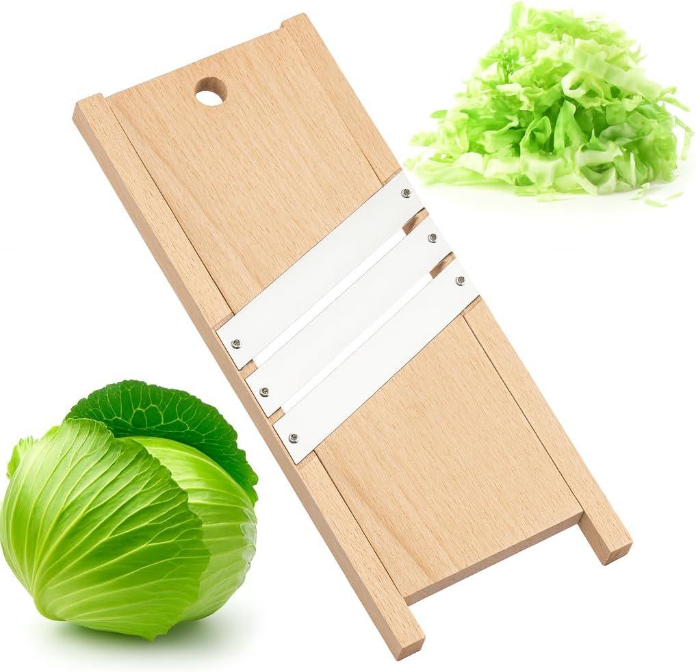 Wooden Cabbage Shredder for Coleslaw and Sauerkraut (12.9x5.9 in) - Cabbage Grater for Coleslaw and Sauerkraut - Slaw Slicer Cutter Maker