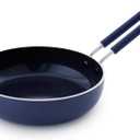 Blue Diamond Mini Egg Frying Pan Skillet, Diamond Infused Healthy Ceramic Nonstick, PFAS and PFOA-Free, Dishwasher and Oven Safe, Even Heating, Metal Utensil Safe, Warp Control Base, Blue 6pc