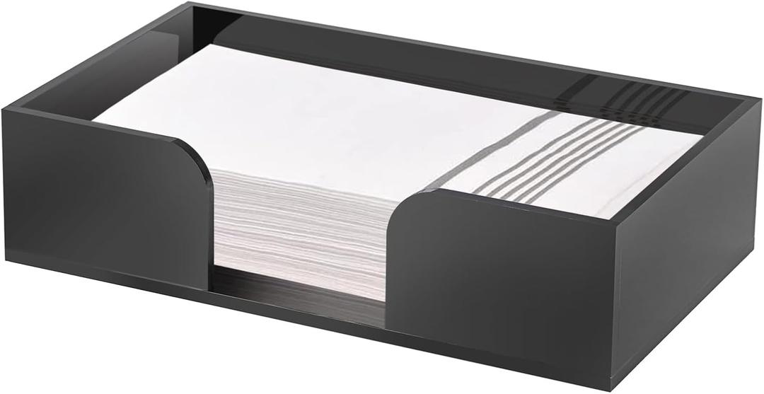 Sumnacon Napkin Holder Acrylic Guest Towel Holder Tray for Bathroom,Stylish Napkin Holder Tray Decorative Black Napkins Holders for Bathroom Toilet Dining Table Kitchen Party Holiday