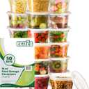 16 oz. Food Storage Containers with Lids [50 Sets] - Soup, Slime, Ice Cream, Freezer Meal Prep Containers | Microwave/Freezer/Dishwasher Safe | BPA Free | Leak-Proof