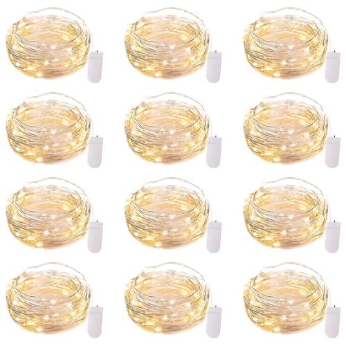 Brightown 10Pack LED Fairy Lights Battery Operated String Lights - 7ft 20LED Waterproof Silver Wire Firefly Starry Moon Lights for DIY Crafts Wedding Table Centerpieces Party Bedroom Christmas