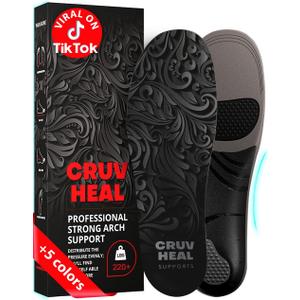 CRUVHEAL 220+ lbs Plantar Fasciitis High Arch Support Insoles Men Women - Orthotic Shoe Inserts - Boot Work Shoe Insole (Gray, XL) (XL(Men 13-14.5/Women 14-15.5), Graphite)