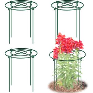 4 Pack Peony Cages and Supports, 11.5" Dx16 H Plant Supports for Outdoor Plants, Heavy Duty Metal Peony Support Cage Flower Support Rings, Plant Support Ring for Rose Tomato Hydrangea Strawberry