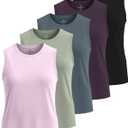 Real Essentials 5 Pack: Women's Dry-Fit Tank Top - Racerback Sleeveless T-Shirt Athletic Workout Gym Shirt XL