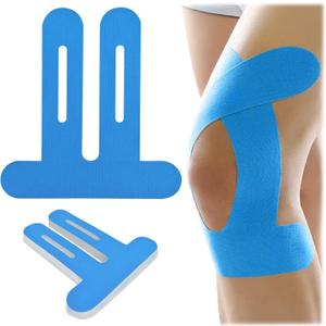 10 Pcs Kinesiology Tape for Knees, Knee Tape Blue, precut Kinesiology Tape for Knees Hypoallergenic & Breathable & Waterproof & Comfortable, Knee Tape for Knee Pain Relief pre Cut, Adhesion 4-7 Days