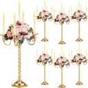 Tanlade 6 Pack Gold Candelabra Table Centerpieces Tall Candelabra Wedding Metal Candle Holder 5 Arm Taper Candlestick Floral Flower Floor Candle Stand for Dining Holiday Ceremony Easter Party(21 Inch)