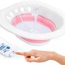 Msiori Electric Sitz Bath for Toilet Seat - Suitable for Pregnant Women and Perineal Care, Hemorrhoids, Sitz Bath Kit for Women, Perineal Soaking - Yoni Steam Seat - Collapsible - Pink