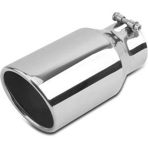 Vurkcy 3 inch Inlet Exhaust Tip, 4.5" Outlet 9" Overall Length Stainless Steel Exhaust Tail Pipe, Bolt-On, Polished Tailpipe, Silvery(Only Fit for Tailpipe Outlet is 3", Need Measure OD)