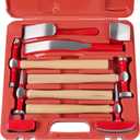 DAYUAN 9 pcs heavy duty Auto Body Repair Tool, Fender Repair Kit Carbon Steel Hammer Dolly Set Dent Hammer Set with Hickory Handle with Red Case