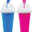 Frozen Magic Slushy Maker Cup, Slushie Maker, Milk Cola Juice Squeeze Cups, Magic Quick Freeze Cupss, Cooling Cups, Smoothies Cup with Lids and Straws for All Age (BLUE+PINK)