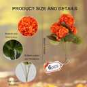 6 Bundles Silk Geraniums Artificial Flowers for Outdoors, UV Resistant Faux Plants Realistic for Garden Patio Porch Window Box Home Indoor Outdoor Decor (6, Orange-red)