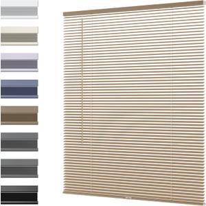 Cordless Aluminum Blinds for Window, Room Darkening 1 inch Mini Horizontal Blinds with Anti-UV, Light Adjustment Waterproof Easy Installation for Home, Office, Matte Gold (Custom Size)