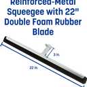 SPARTA Flo-Pac Double Foam Floor Rubber Squeegee Window Squeegee with Heavy Duty Steel Frame for Floor, Bathroom, Kitchen, Concrete, Tile, Garage, Commercial Use, 22 Inches, Black