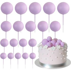 ASTARON 20 Pcs Ball Cake Topper Decorations Mini Balloons Cake Topper Sticks Light Purple Balls Cake Picks Cake Topper Balls Cake Decorations for Wedding Birthday Cake Decorations