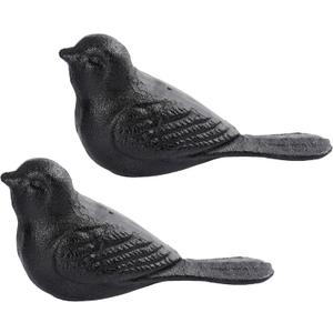 Notakia Cast Iron Heavy Duty Door Stopper - Avoid Drilling Holes with Handle Metal Antique Decorative Vintage Rustic Door Stopper for Office, Home， Bedroom and Exterior Doors (Black Bird, 2 Pack)