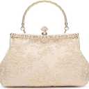 UBORSE 1920s Vintage Purse Embroidery Lace Floral Clutch Purse for Women Formal Evening Bag Handbag Wedding Bag 