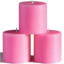 CANDWAX 3x3 Pillar Candles Set of 3 - Rustic Unscented Hot Pink Candles for Home Decor, Weddings, Gender Reveal Parties