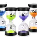 EMDMAK Sand Timer Colorful Hourglass Sandglass Timer 1 min/3 mins/5 mins/10 mins/15 mins/30 mins Sand Clock Timer for Games Classroom Home Office(Pack of 5)