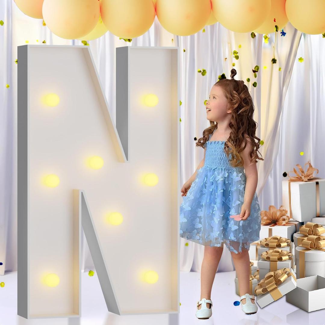 imprsv 3FT Marquee Letters, Mosaic Light Up Letters for Birthday Baby Shower Wedding Engagement Party Backdrop Decor, Large Marquee N for Party Decorations