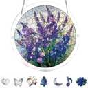 2 x Acrylic Suncatcher Window Hanging 7.4 Inch, Double-Sided Light Catcher Ornament for Window Home Garden Decor, Colorful Acrylic Hanging Decoration Gift (Violet)