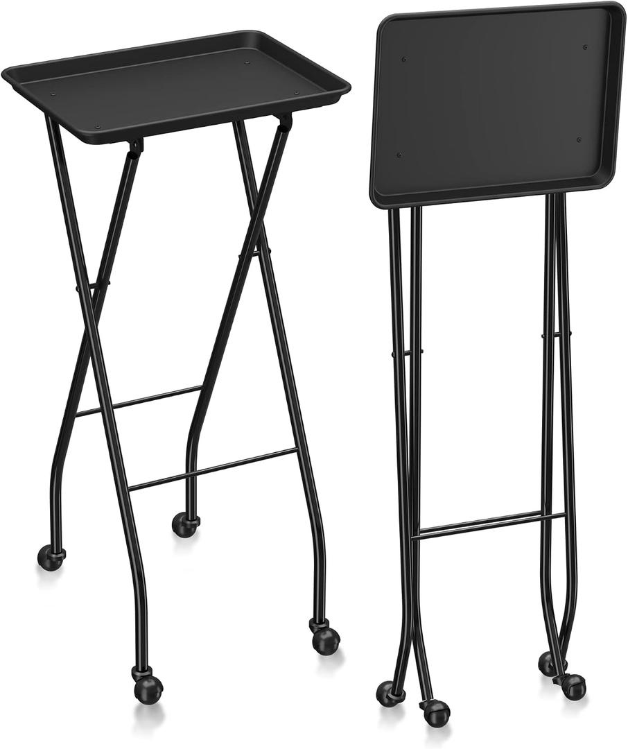 Aluminum Foldaway Folding Service Tray on Wheels