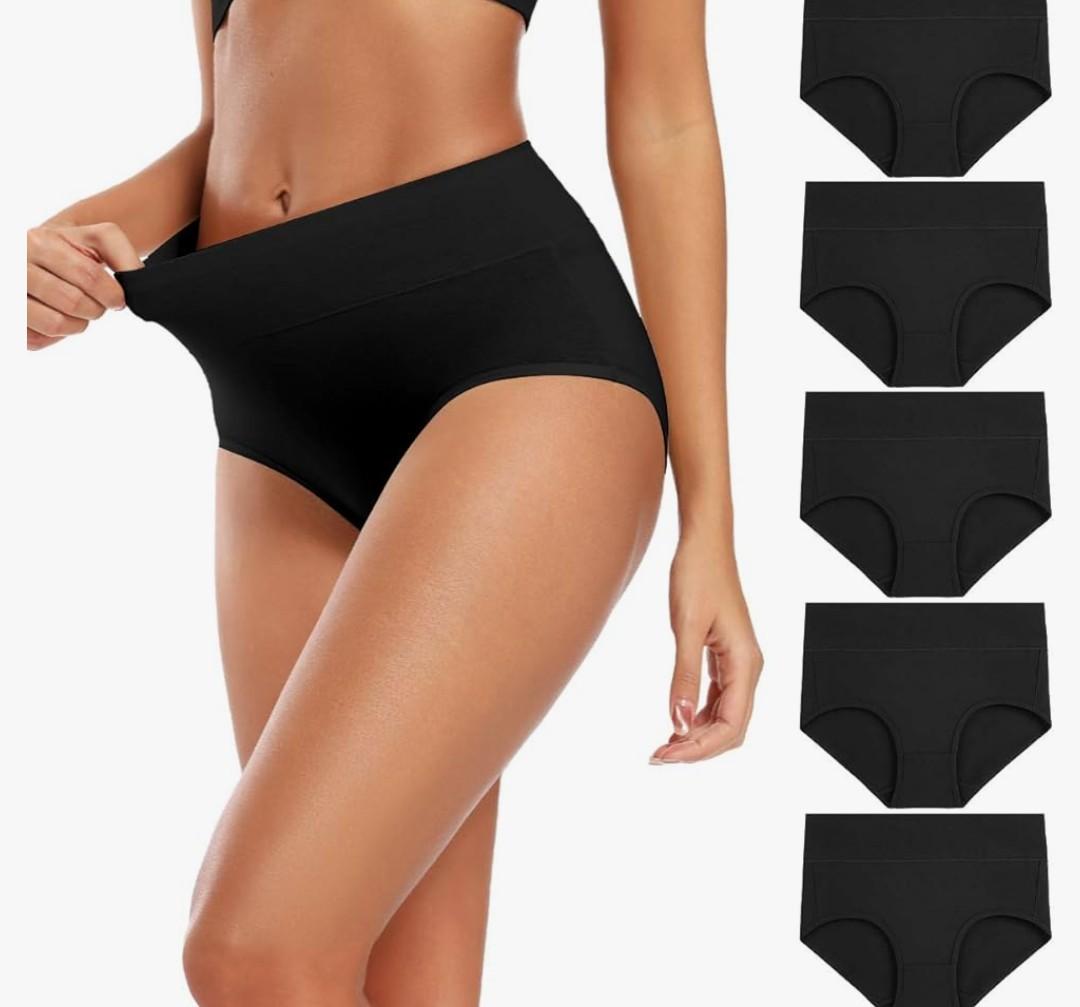 3 PCS Molasus Women's Cotton Underwear High Waisted Full Coverage Ladies Panties 5 XL
